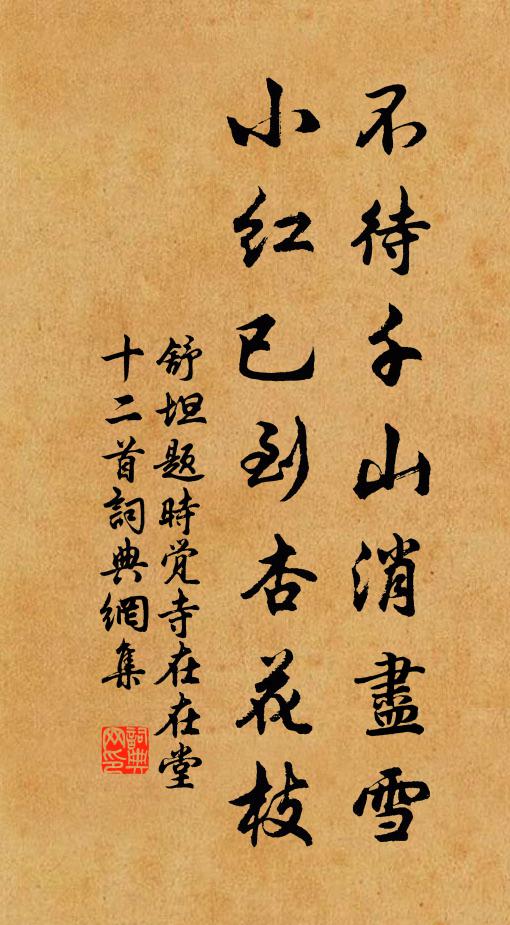 舒坦不待千山消尽雪，小红已到杏花枝书法作品欣赏