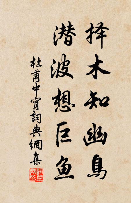 杜甫择木知幽鸟，潜波想巨鱼书法作品欣赏