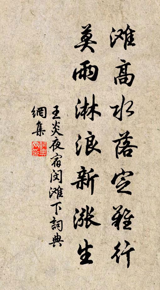 王炎滩高水落定难行，莫雨淋浪新涨生书法作品欣赏