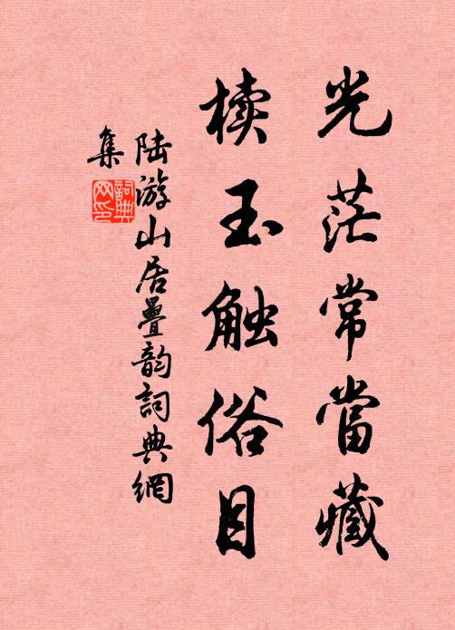 陆游光茫常当藏，椟玉触俗目书法作品欣赏
