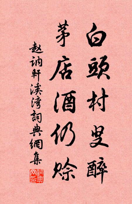 赵讷轩白头村叟醉，茅店酒仍赊书法作品欣赏