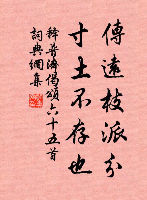 释普济传远枝派分，寸土不存也书法作品欣赏