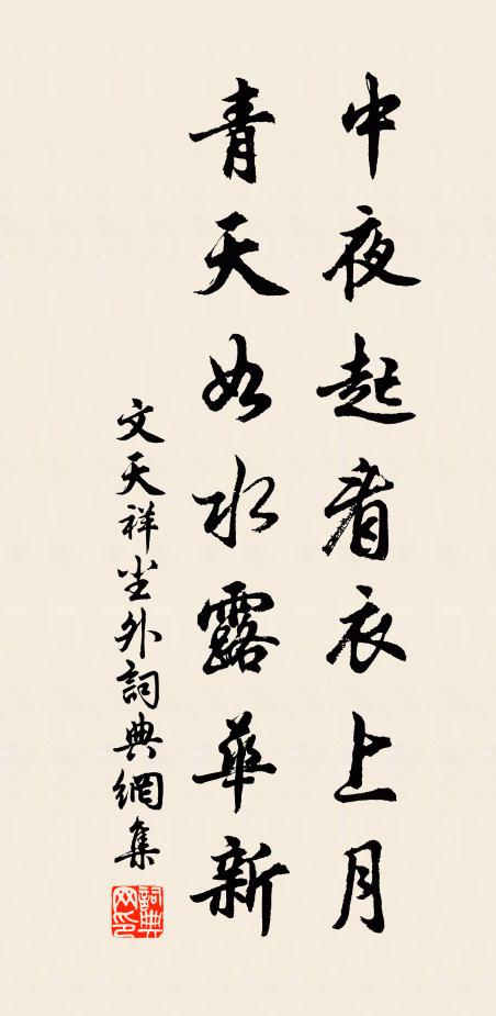 文天祥中夜起看衣上月，青天如水露华新书法作品欣赏