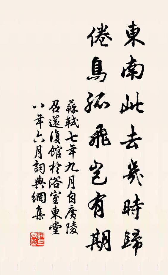 苏轼东南此去几时归，倦鸟孤飞岂有期书法作品欣赏
