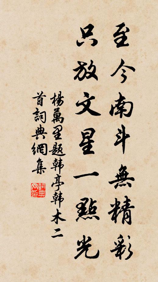 杨万里至今南斗无精彩，只放文星一点光书法作品欣赏
