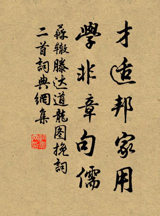 苏辙才适邦家用，学非章句儒书法作品欣赏