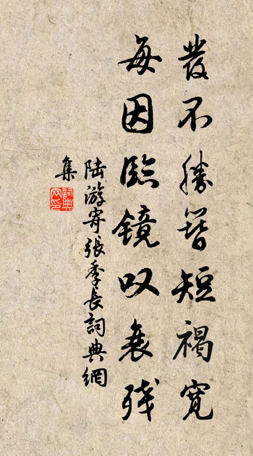 陆游发不胜簪短褐宽，每因临镜叹衰残书法作品欣赏