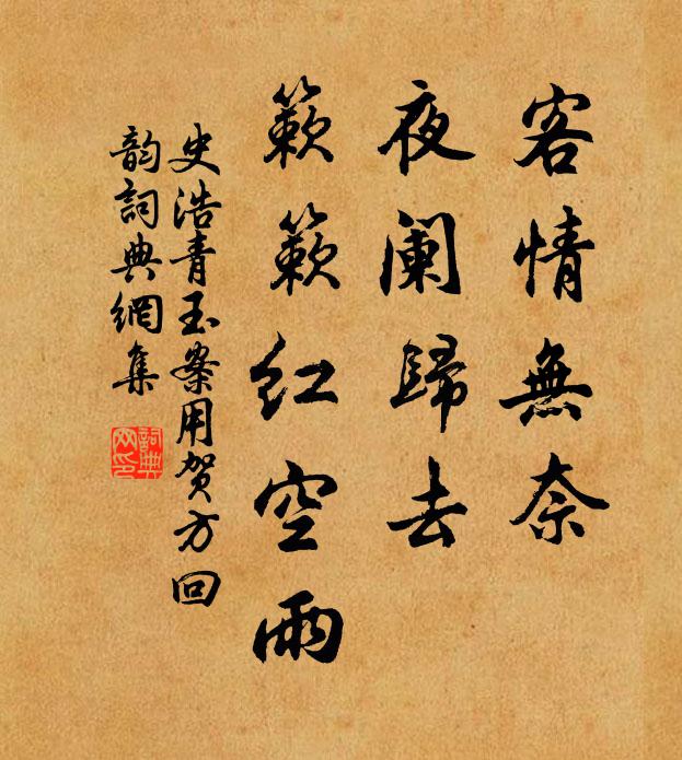 史浩客情无奈，夜阑归去，簌簌红空雨书法作品欣赏