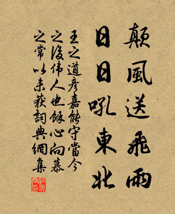 王之道颠风送飞雨，日日吼东北书法作品欣赏