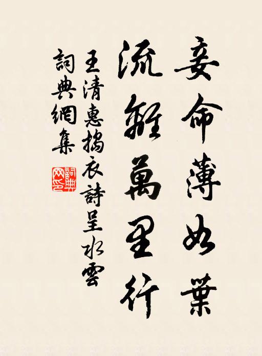 王清惠妾命薄如叶，流离万里行书法作品欣赏