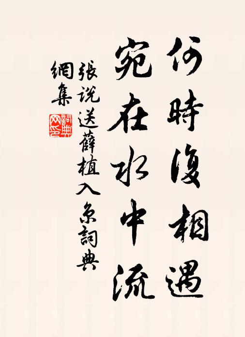 张说何时复相遇，宛在水中流书法作品欣赏