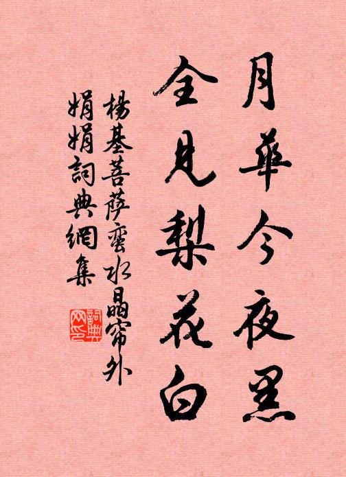 杨基月华今夜黑，全见梨花白书法作品欣赏