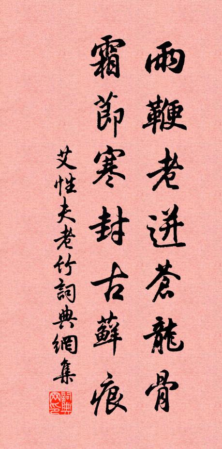 艾性夫雨鞭老迸苍龙骨，霜节寒封古藓痕书法作品欣赏