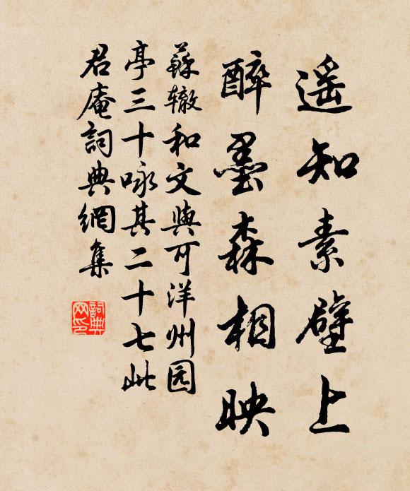 苏辙遥知素壁上，醉墨森相映书法作品欣赏