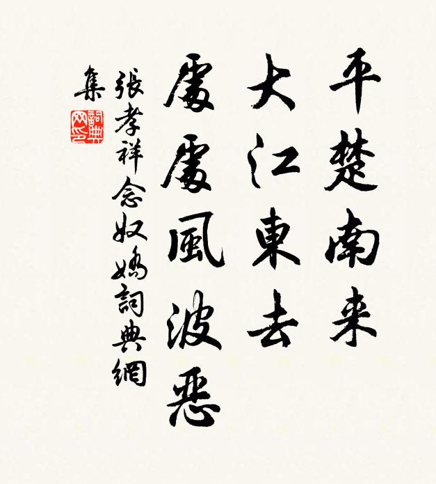 张孝祥平楚南来，大江东去，处处风波恶书法作品欣赏