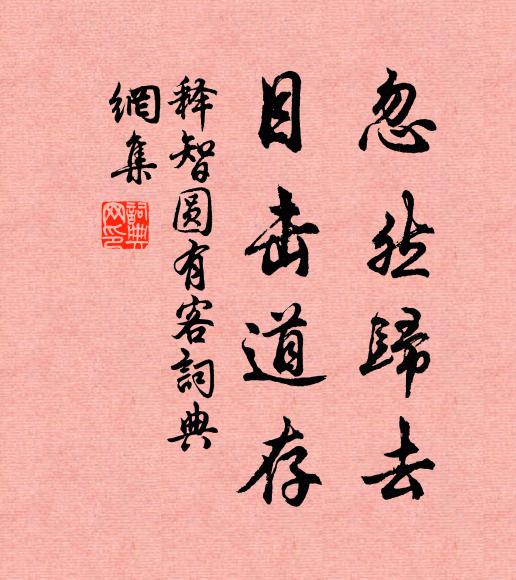释智圆忽然归去，目击道存书法作品欣赏