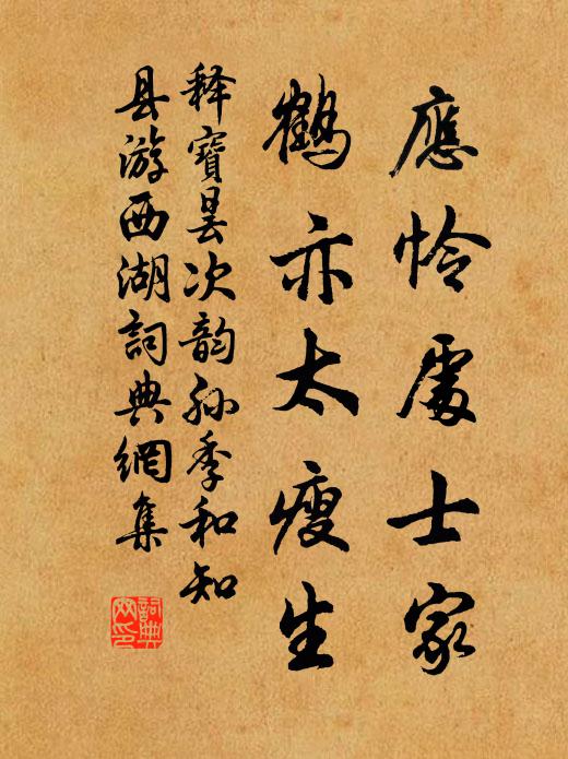 释宝昙应怜处士家，鹤亦太瘦生书法作品欣赏
