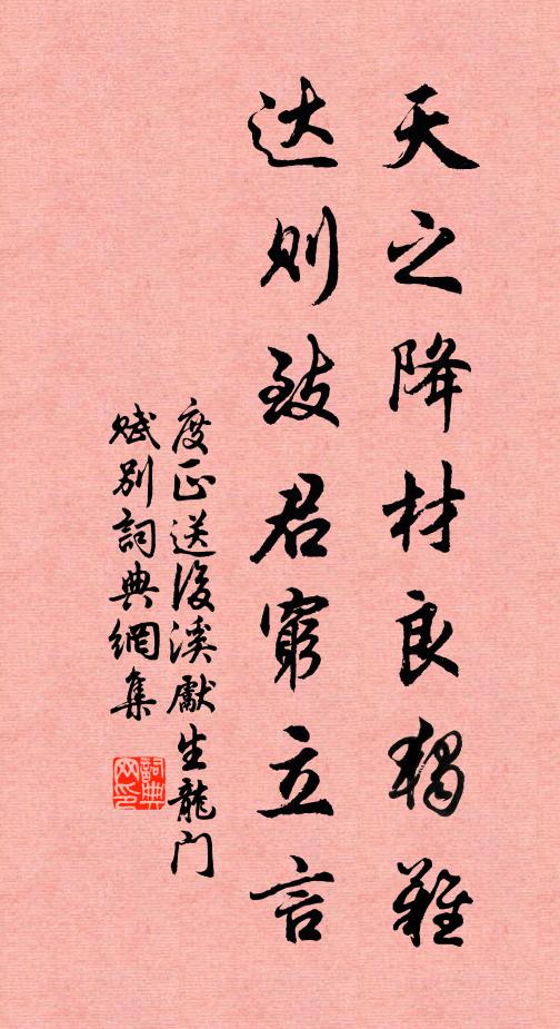 度正天之降材良独难，达则致君穷立言书法作品欣赏
