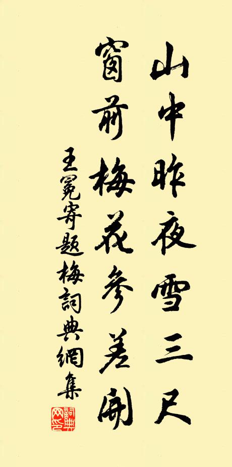 王冕山中昨夜雪三尺，窗前梅花参差开书法作品欣赏