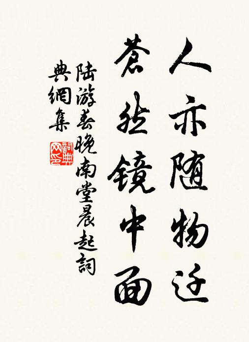 陆游人亦随物迁，苍然镜中面书法作品欣赏