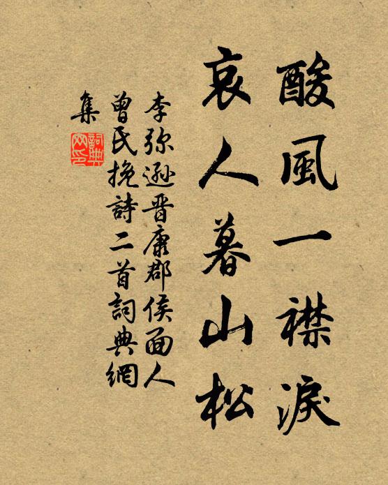 李弥逊酸风一襟泪，哀人暮山松书法作品欣赏