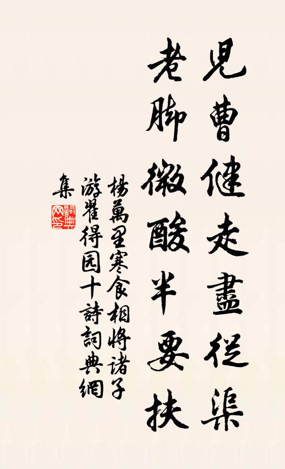 杨万里儿曹健走尽从渠，老脚微酸半要扶书法作品欣赏