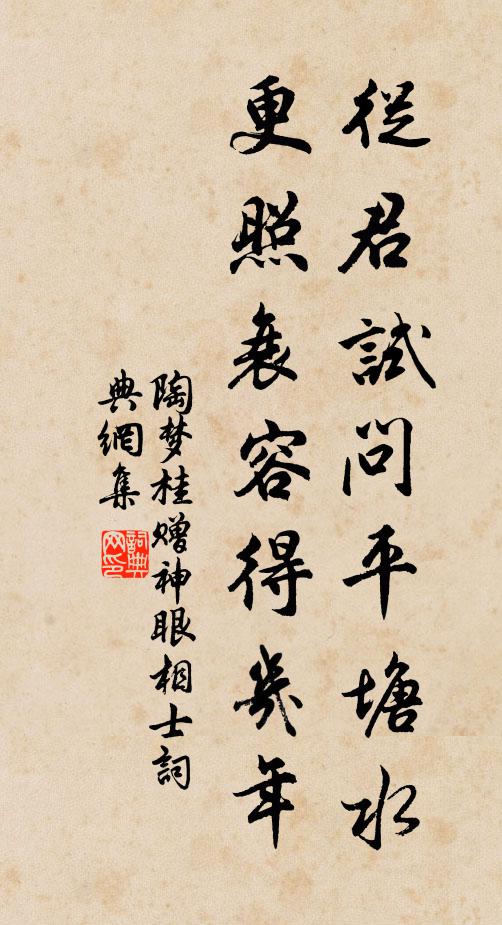 陶梦桂从君试问平塘水，更照衰容得几年书法作品欣赏