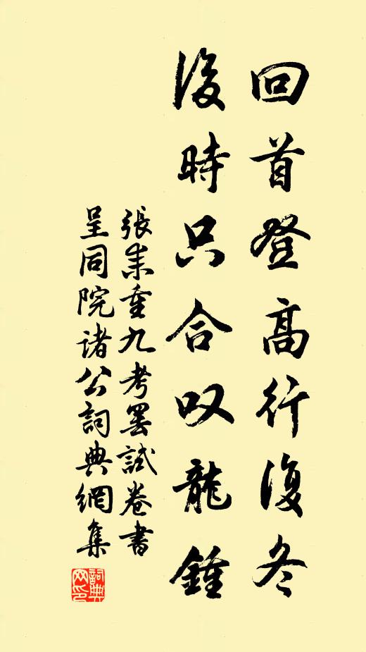 张耒回首登高行复冬，后时只合叹龙钟书法作品欣赏
