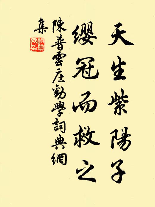陈普天生紫阳子，缨冠而救之书法作品欣赏