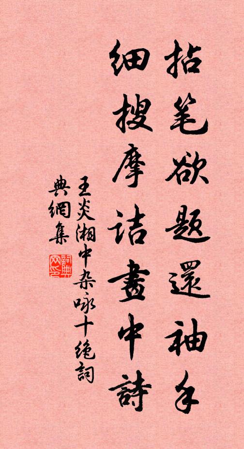 王炎拈笔欲题还袖手，细搜摩诘画中诗书法作品欣赏