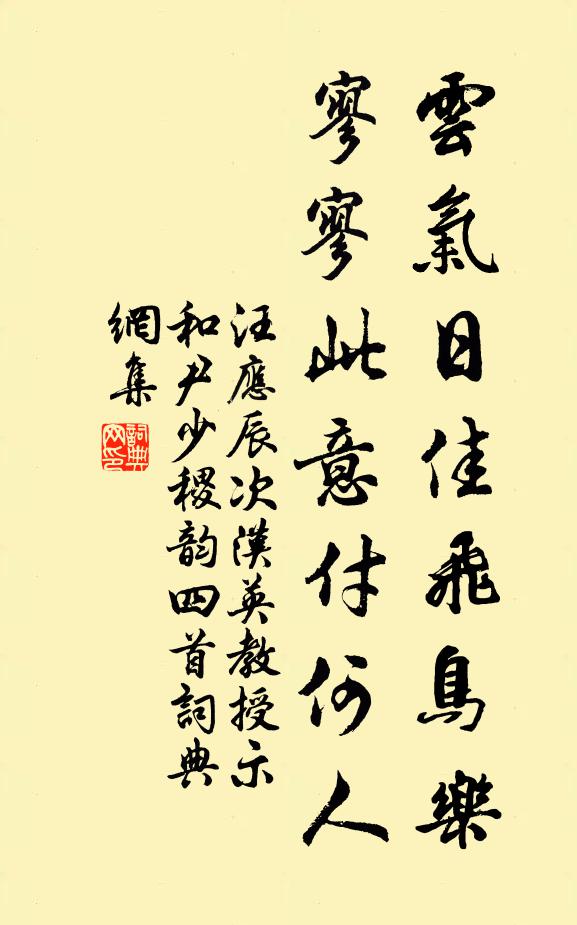 汪应辰云气日佳飞鸟乐，寥寥此意付何人书法作品欣赏