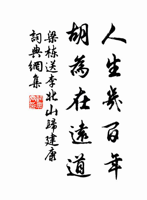 梁栋人生几百年，胡为在远道书法作品欣赏