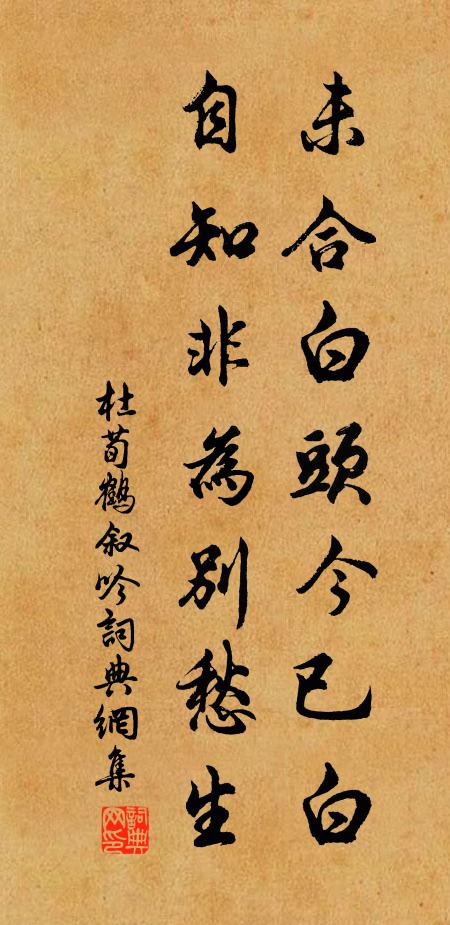 杜荀鹤未合白头今已白，自知非为别愁生书法作品欣赏
