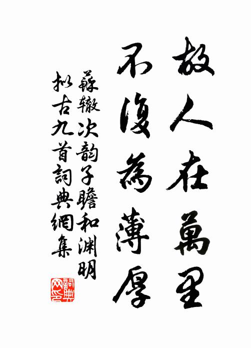 苏辙故人在万里，不复为薄厚书法作品欣赏