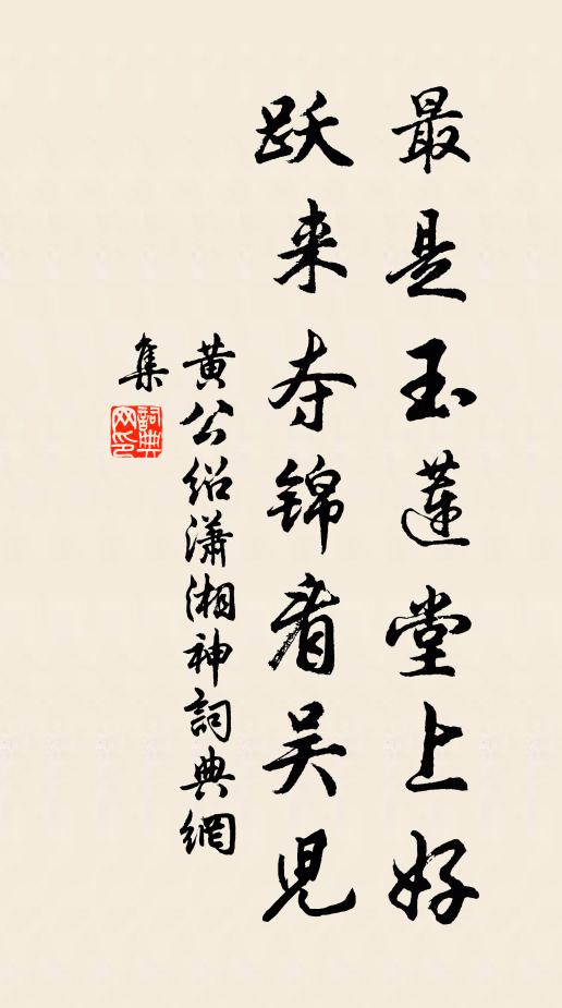 黄公绍最是玉莲堂上好，跃来夺锦看吴儿书法作品欣赏