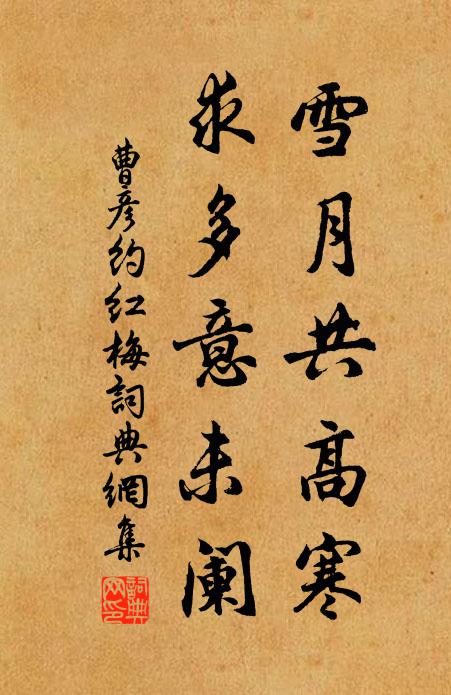 曹彦约雪月共高寒，求多意未阑书法作品欣赏