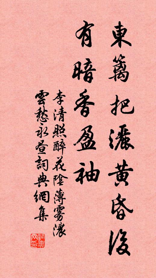 李清照东篱把洒黄昏后，有暗香盈袖书法作品欣赏