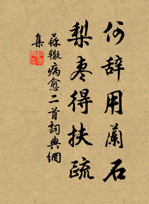 苏辙何辞用兰石，梨枣得扶疏书法作品欣赏
