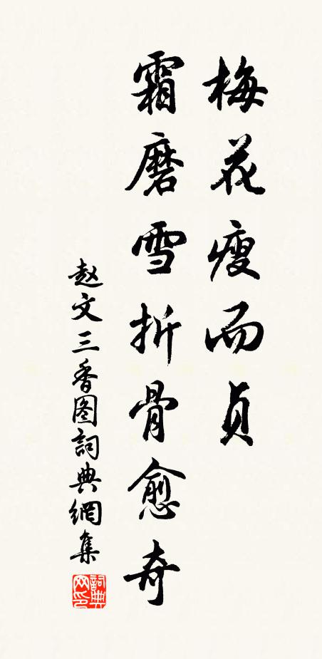 赵文梅花瘦而贞，霜磨雪折骨愈奇书法作品欣赏