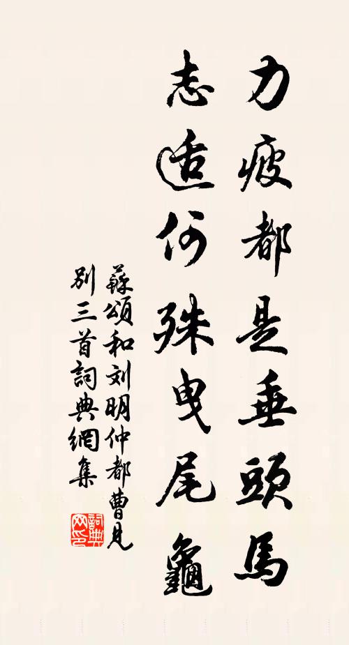 苏颂力疲都是垂头马，志适何殊曳尾龟书法作品欣赏