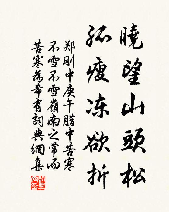 郑刚中晓望山头松，孤瘦冻欲折书法作品欣赏