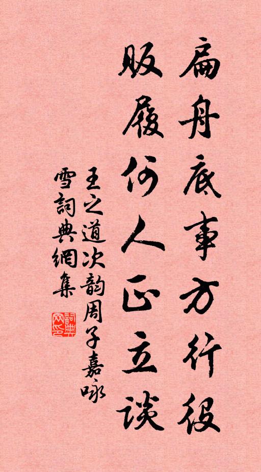王之道扁舟底事方行役，贩履何人正立谈书法作品欣赏