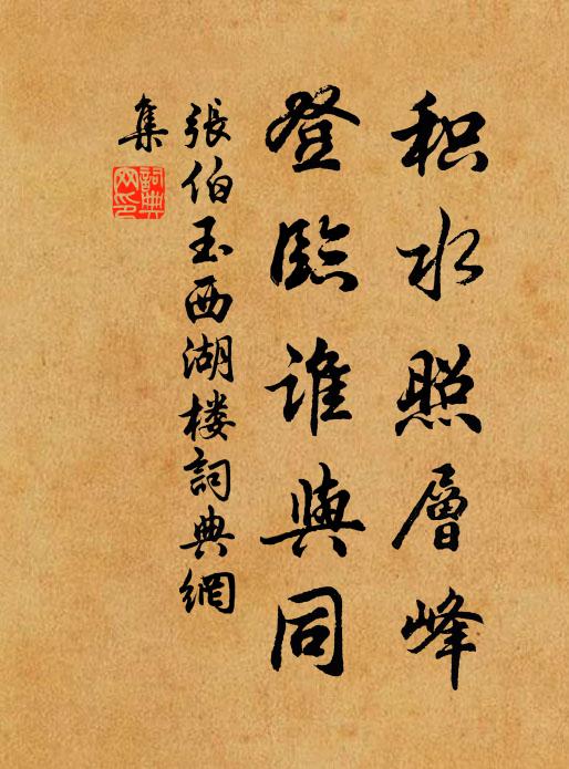 张伯玉积水照层峰，登临谁与同书法作品欣赏