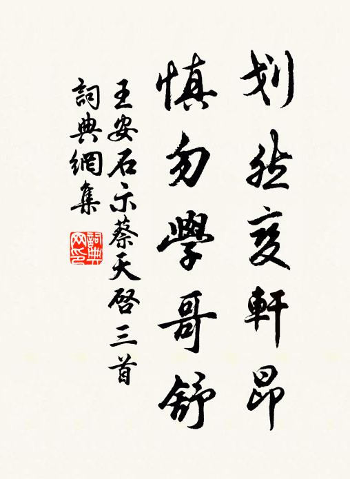 王安石划然变轩昂，慎勿学哥舒书法作品欣赏