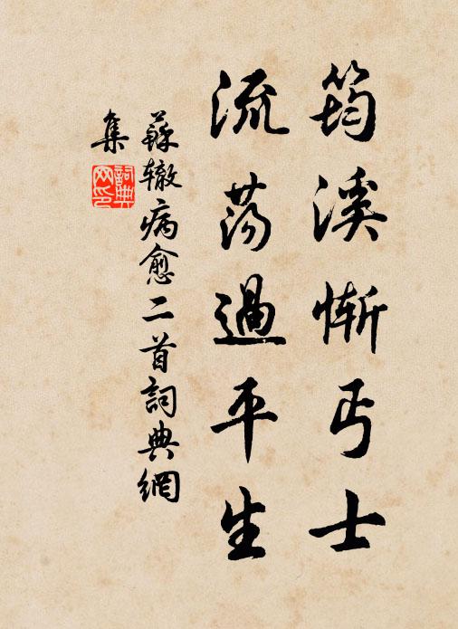 苏辙筠溪惭丐士,流荡过平生书法作品欣赏
