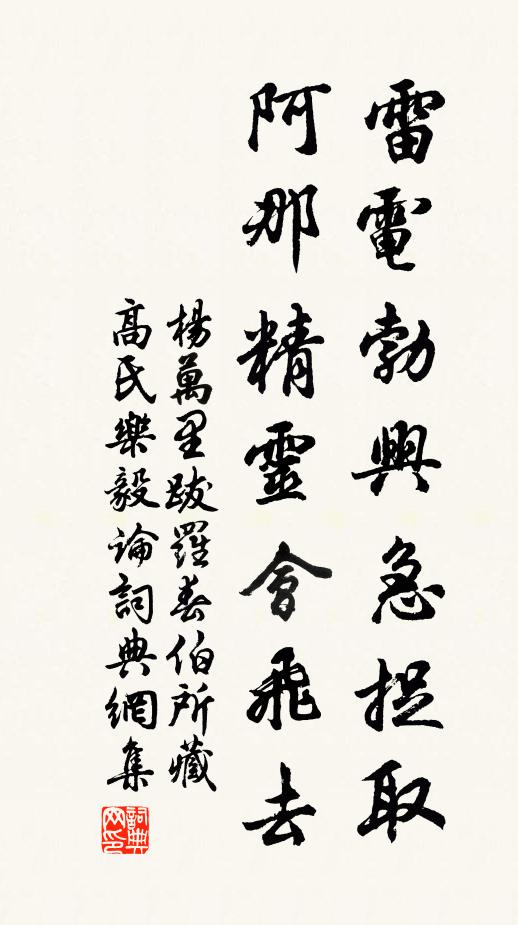 杨万里雷电勃兴急捉取，阿那精灵会飞去书法作品欣赏