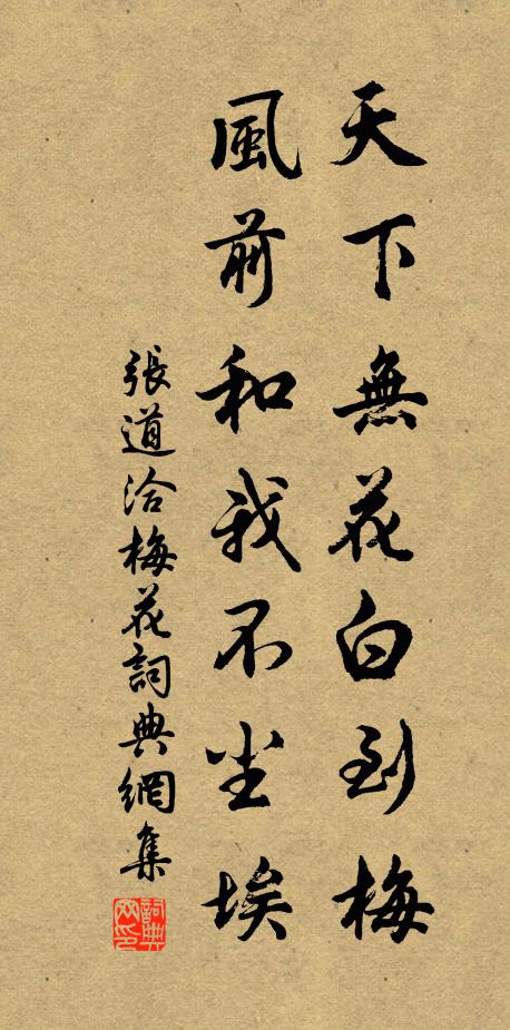 张道洽天下无花白到梅，风前和我不尘埃书法作品欣赏