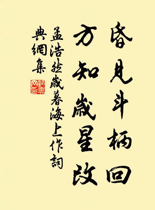 孟浩然昏见斗柄回，方知岁星改书法作品欣赏
