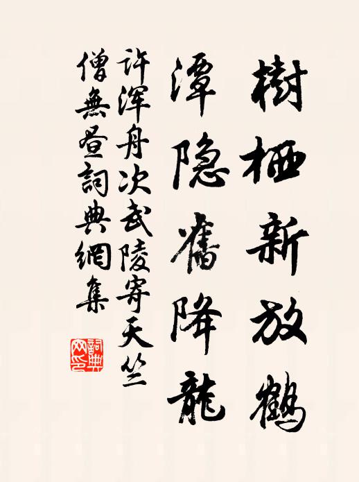 许浑树栖新放鹤，潭隐旧降龙书法作品欣赏