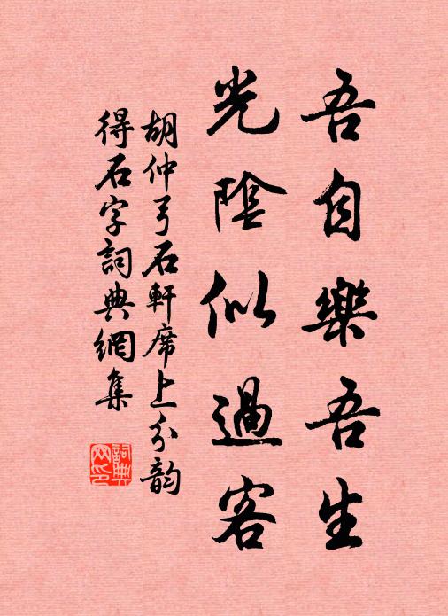 胡仲弓吾自乐吾生，光阴似过客书法作品欣赏